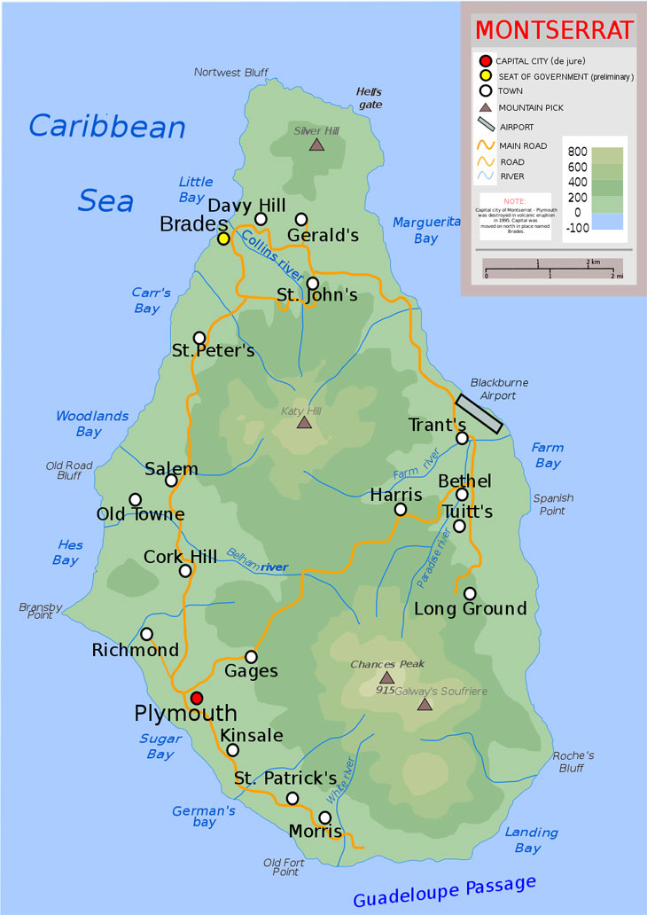 Plymouth Montserrat map